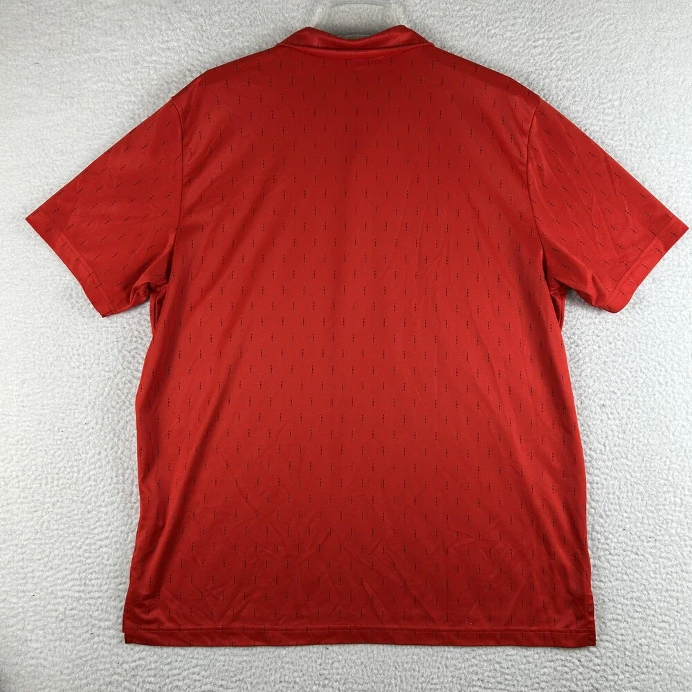 Adidas Polo Shirt Mens XL Red USA Golf Performance Geometric Short Sleeve